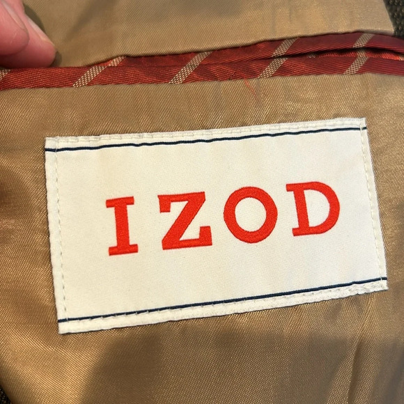 Izod Men’s blazer. Black and brown. Tan interior. 2 buttons. Size 44R. EUC - Picture 4 of 8